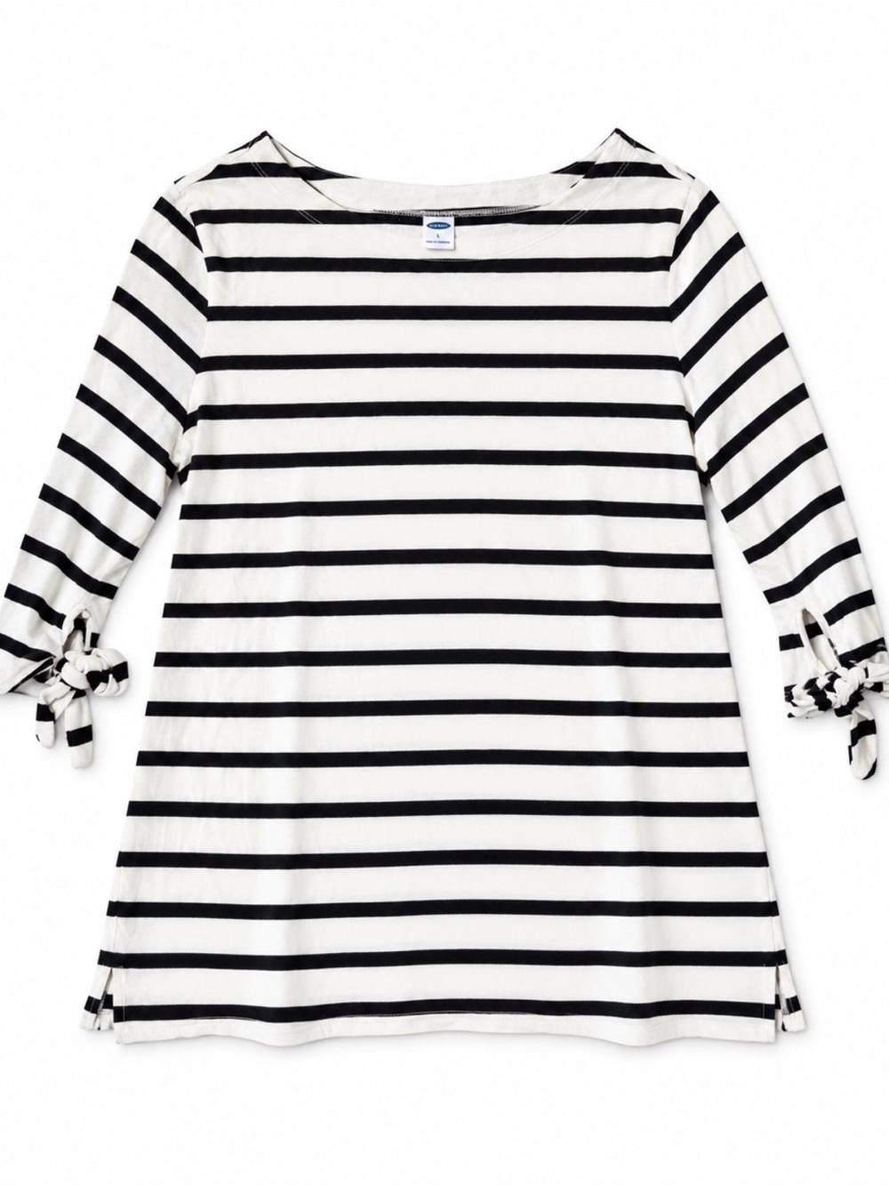Old Navy Black & White Striped Tie-Sleeve Tunic Dress